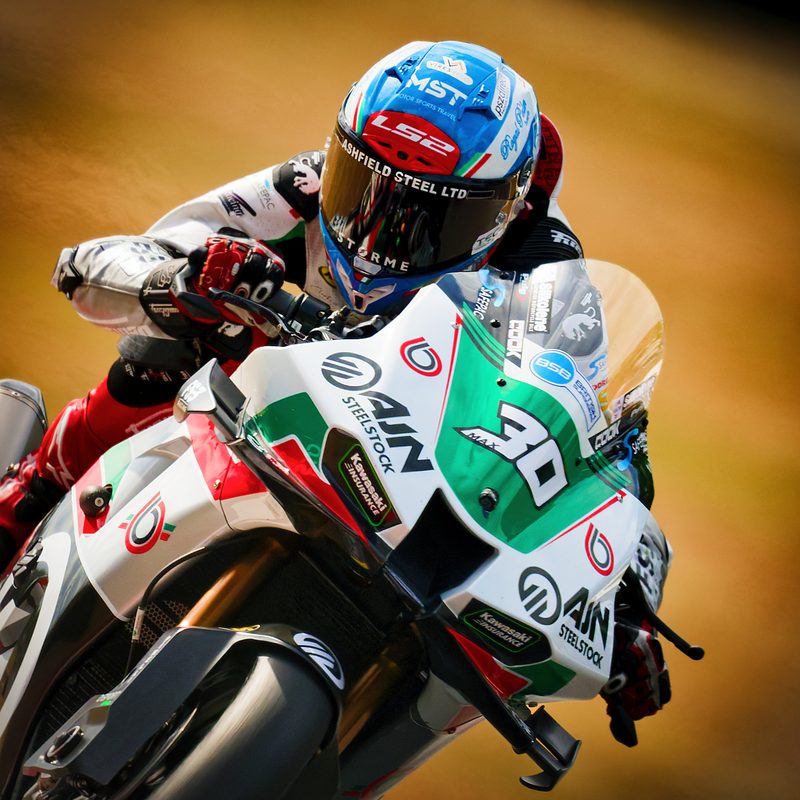 Superbike racing: Max Cook on the green, white and red No. 30 bike, Brands Hatch 2026